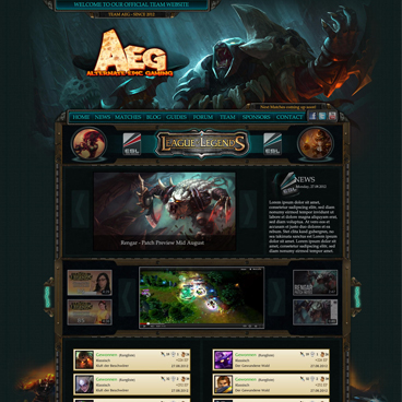 E-Sports Team Homepage Webdesign